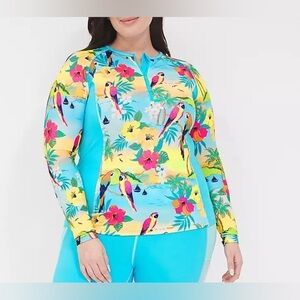 Lane Bryant 1/4 Zip Long Sleeve Rash Guard